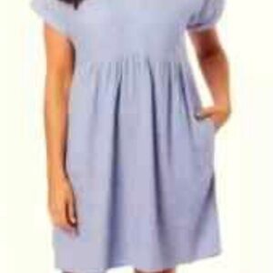 Briggs Ladies' V-neck Linen
Blend Dress Blue Light Blue Short Sleeve size large